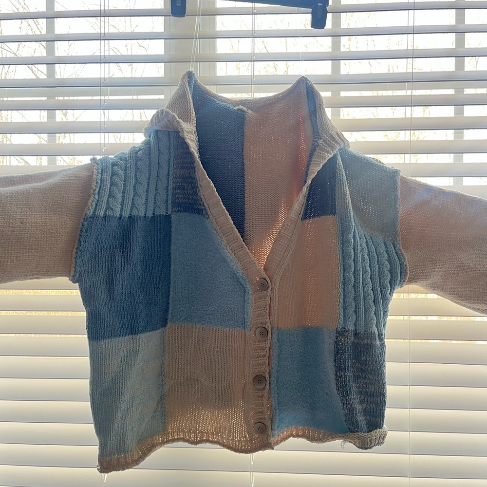 POL Knit Cardigan with Color Block Design